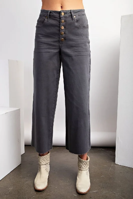 Year-End Sale Button Front Twill Pants