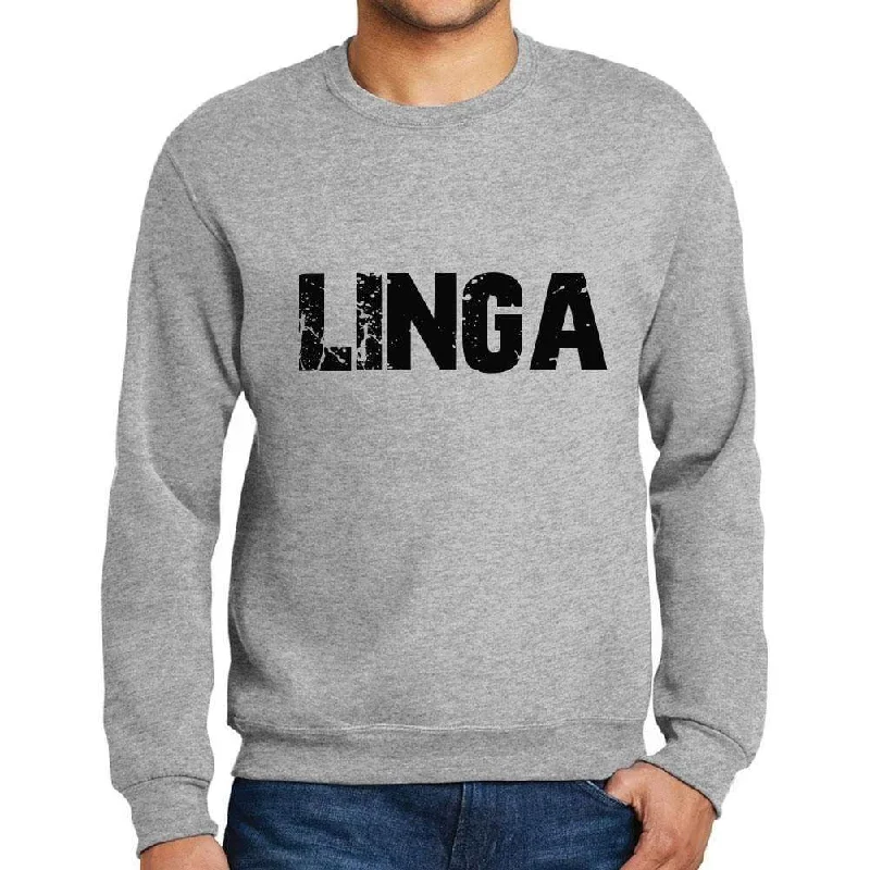 Men's Printed Graphic Sweatshirt Popular Words LINGA Grey Marl