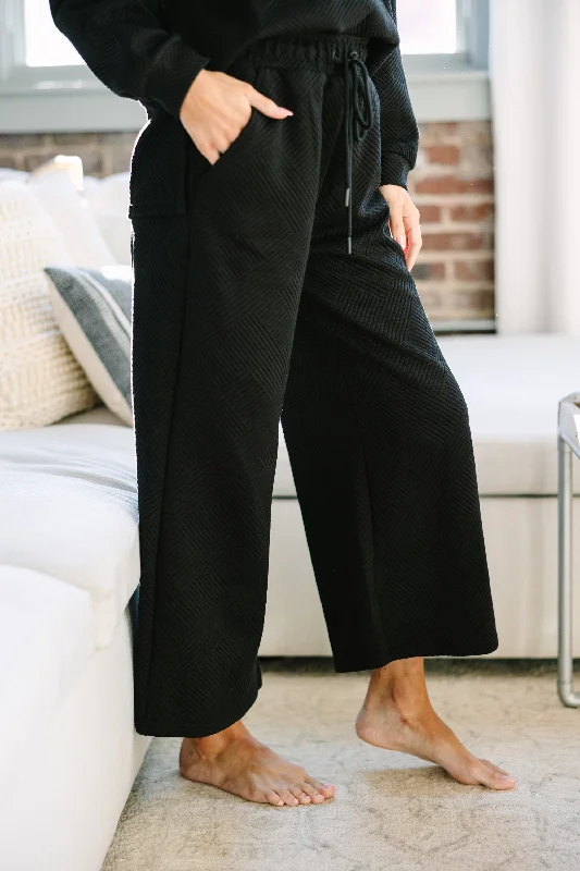 Half Price Make Your Day Black Textured Pants