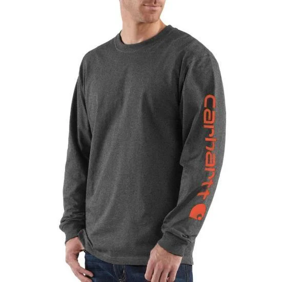 K231 - Long Sleeve Logo T-Shirt, Carbon Heather/Bold Orange