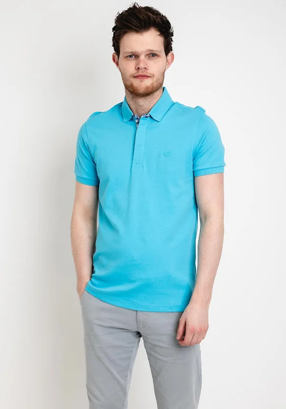 Weekend Savings Bonanza StilPark Contrast Placket Polo Shirt, Turquoise