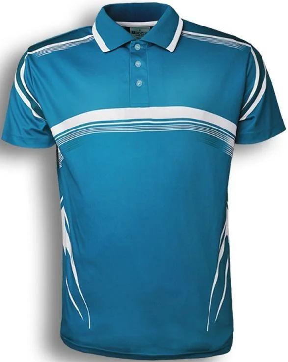 Price Drop Alert Sublimated Golf Polo - Cyan/White