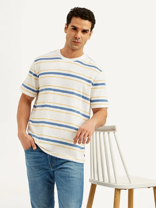 Weekend Discounts to Love Men's Striped Crew Neck T-Shirt