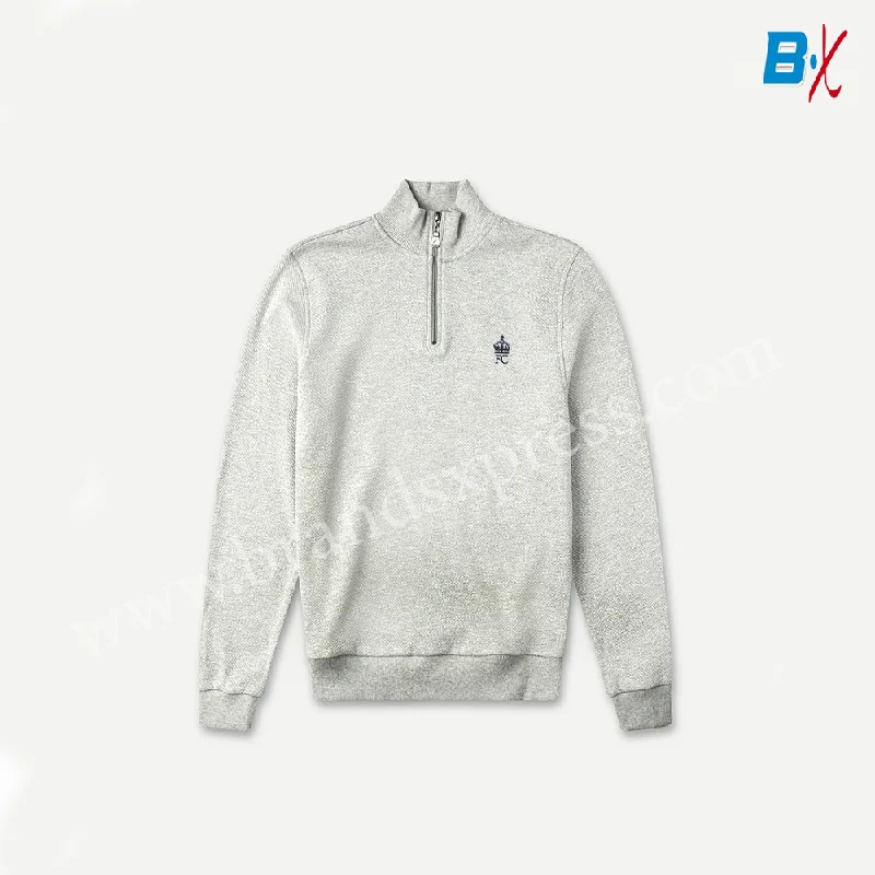Can't Resist FC Logo Zip Front Moek Neck Fleere Gray Sweattshirt  10040
