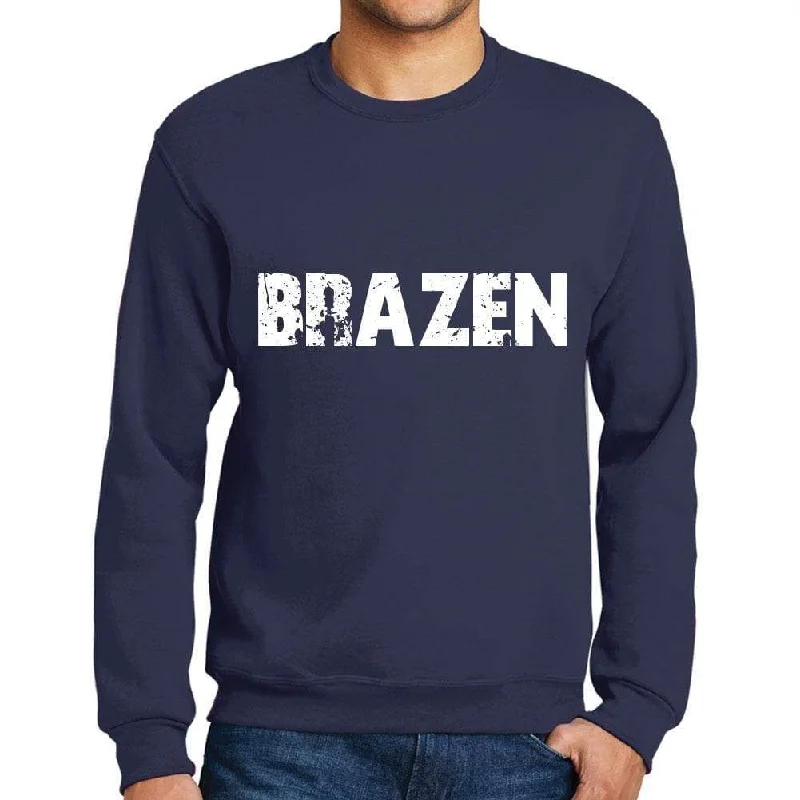 Seasonal Clearance Men's Printed Graphic Sweatshirt Popular Words BRAZEN French Navy Seasonal Clearance Men's Printed Graphic Sweatshirt Popular Words BRAZEN French Navy