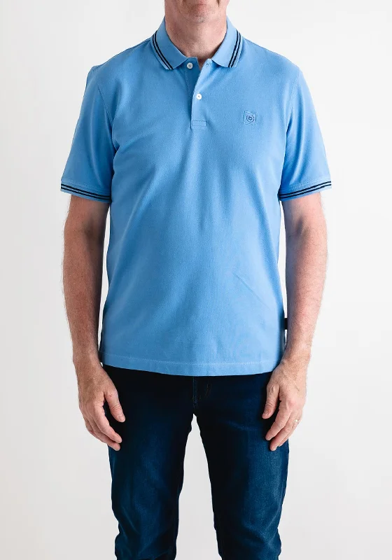 Weekend Bargains to Celebrate Bugatti Stripe Collar Polo Shirt, Sky