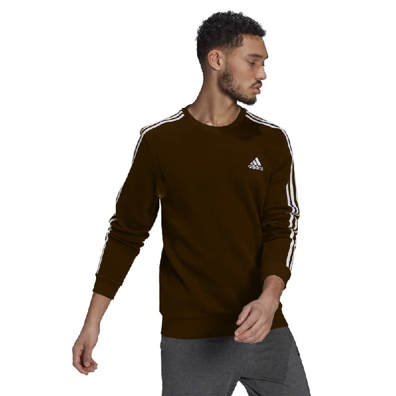 Price Break ADDS Embroided Logo3 Stripes  Sports Fleece Dark Brown Sweatshirt 10451