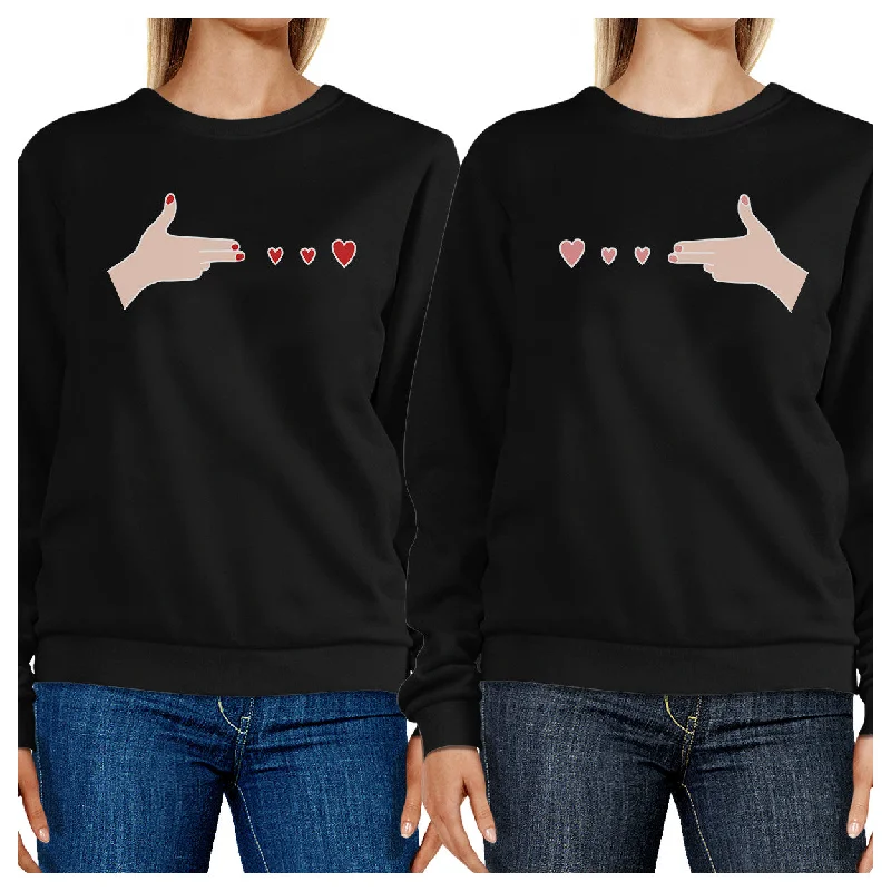 Today Only Gun Hands With Hearts BFF Matching Black Sweatshirts