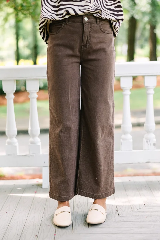 Low Price Match The Energy Brown Wide Leg Jeans