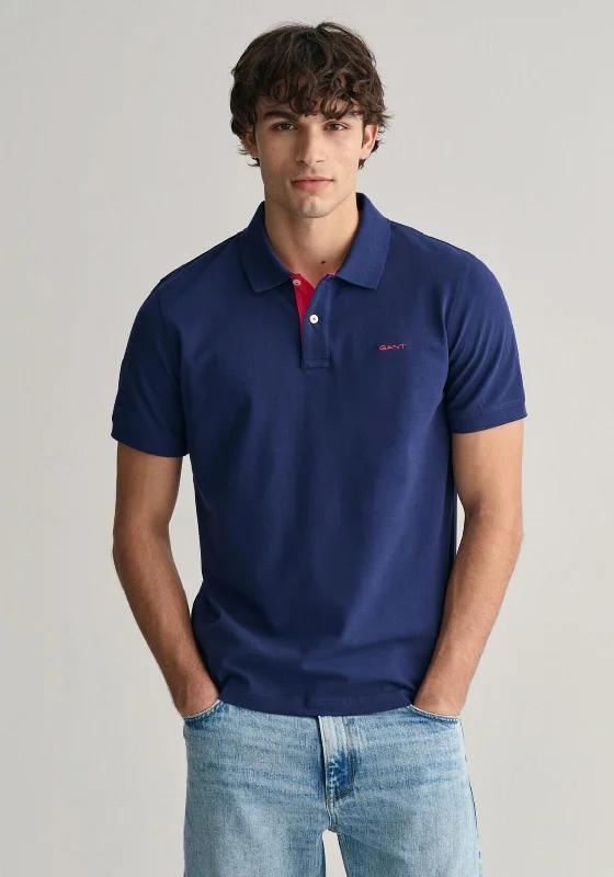 The Best Prices Gant Contrast Pique Polo Shirt, Persian Blue