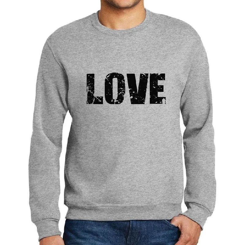 Sale Event Men's Printed Graphic Sweatshirt Popular Words LOVE Grey Marl