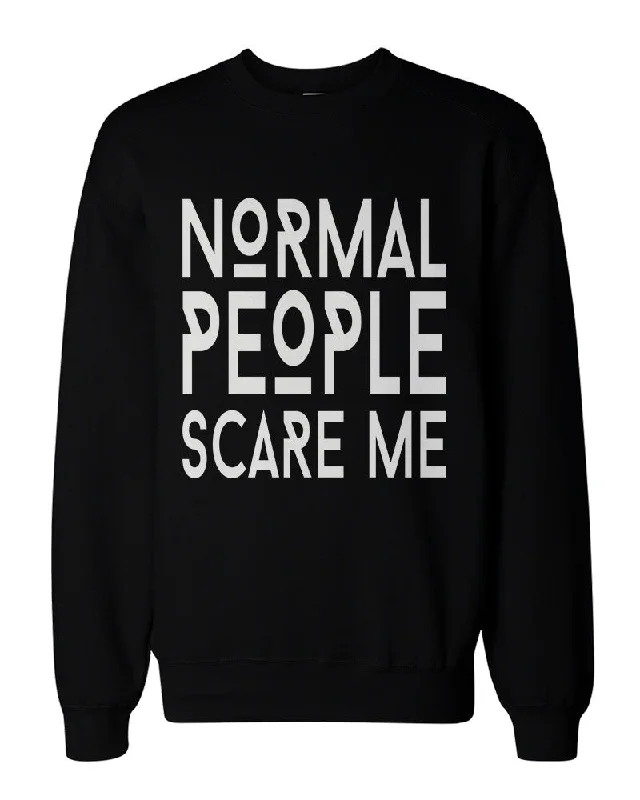 Clearance Event Humorous Graphic Sweatshirts in Black - Normal People Scare Me