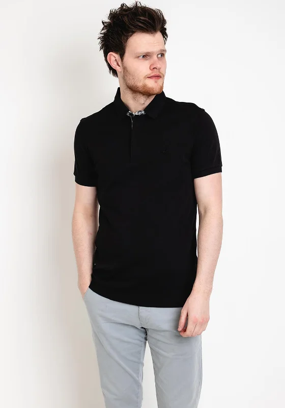Weekend Savings Extravaganza StilPark Contrast Placket Polo Shirt, Black