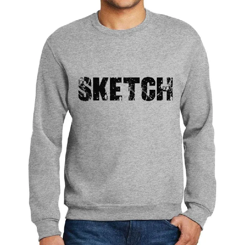 Price Blitz Men's Printed Graphic Sweatshirt Popular Words SKETCH Grey Marl