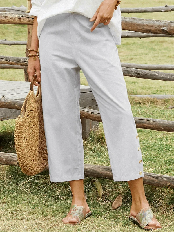 Weekend Savings Spectacular Striped Print Button Pocket Loose Casual Pants for Women