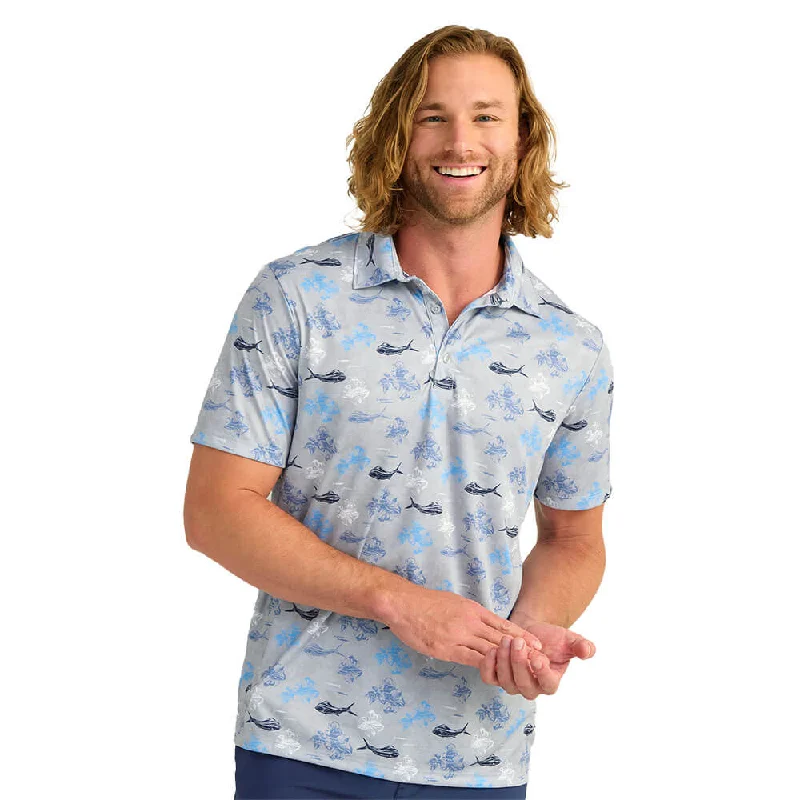 The Best Prices Huk Performance KC Pursuit Printed Polo Shirt - Marolina Blue