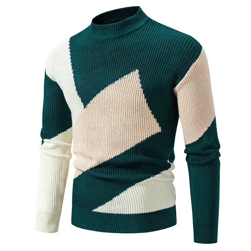 Sweater Men's Round Neck Multicolor Pullover Sweater