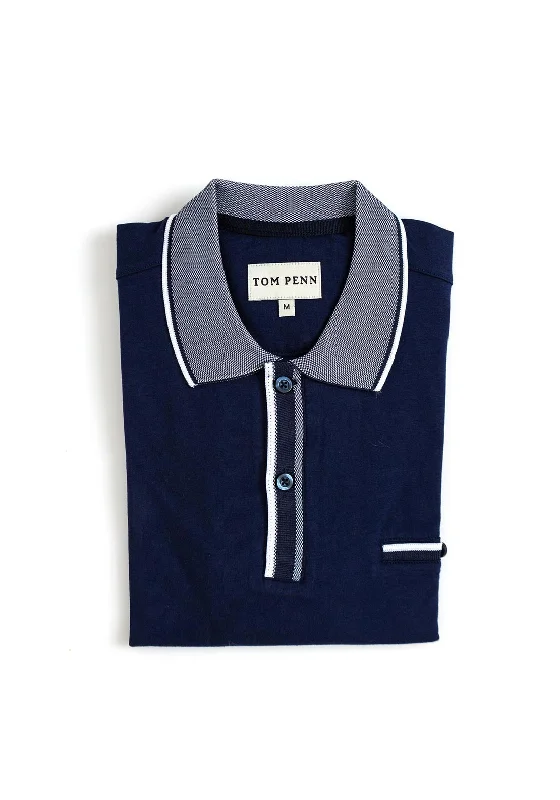 Buy More, Save More Tom Penn Contrast Tipped Polo Shirt, Navy
