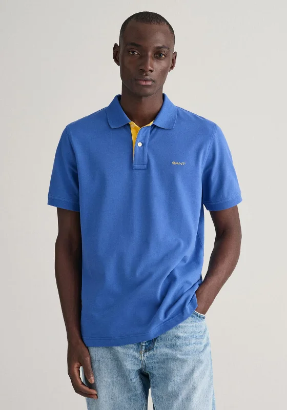 Buy Today Gant Contrast Pique Polo Shirt, Rich Blue