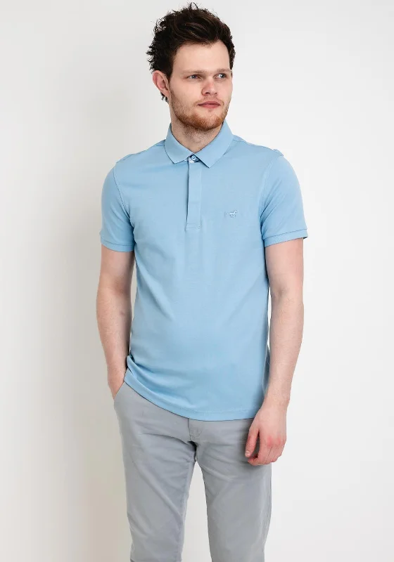 Weekend Savings Spectacle StilPark Contrast Placket Polo Shirt, Sky Blue