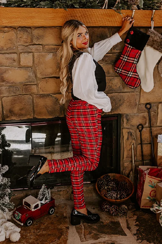 New Deal Endless Cheer Plaid Pants In Red