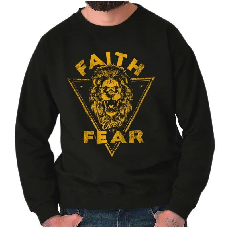 Great Bargains Faith Over Fear Lion Crewneck Sweatshirt