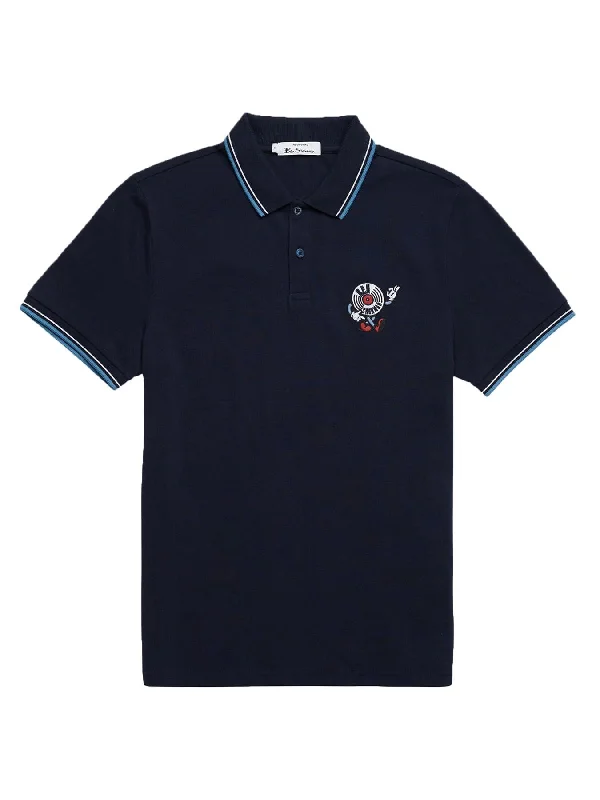 Act Now Ben Sherman Strolling Record Polo Shirt With Contrast Tipping Detail To The Collar (0066874IL) Size XXL-5XL, Dark Navy