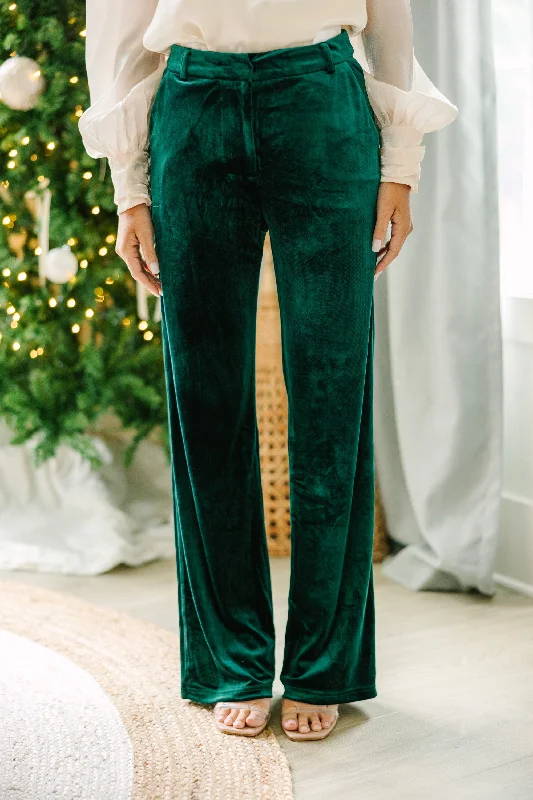 Weekend Savings Fiesta Under Control Emerald Green Velvet Pants