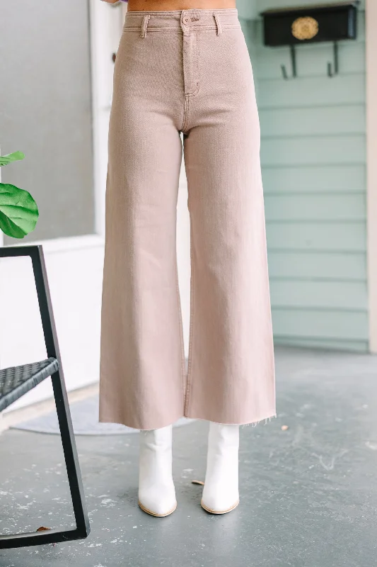 Great Deal It's All A Dream Mauve Brown Crop Jeans