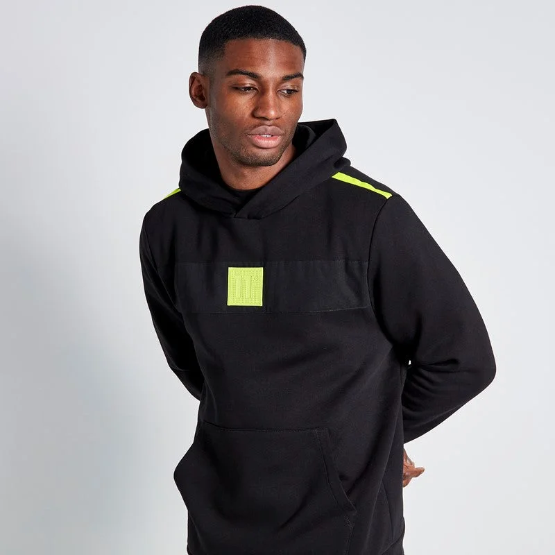 Best Bargains Taped Cut and Sew Perforated Logo Hoodie - Black / Limeade