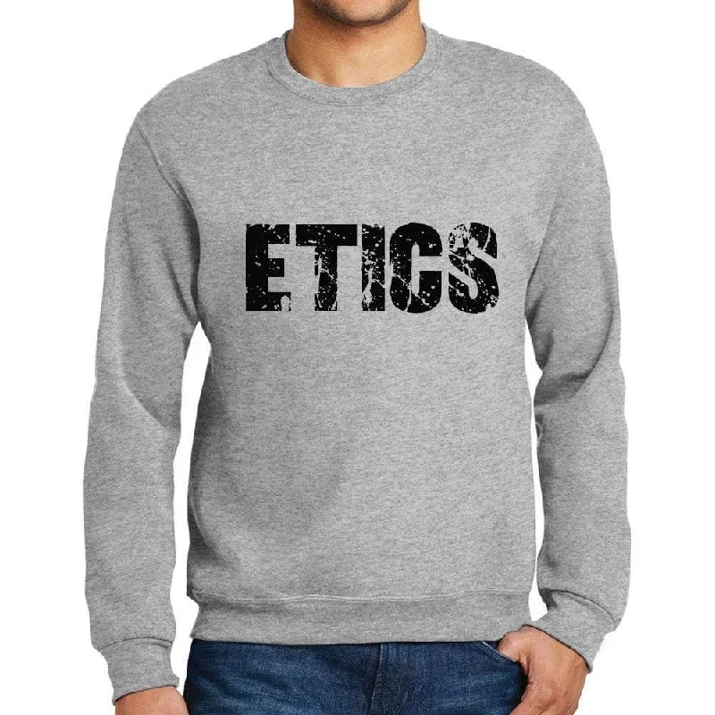 Limited Supply Men's Printed Graphic Sweatshirt Popular Words ETICS Grey Marl
