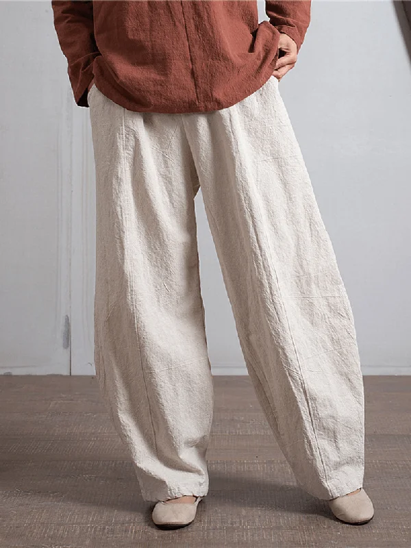 Markdown Sale Women Solid Color Elastic Waist Side Pocket Harem Pants for Women