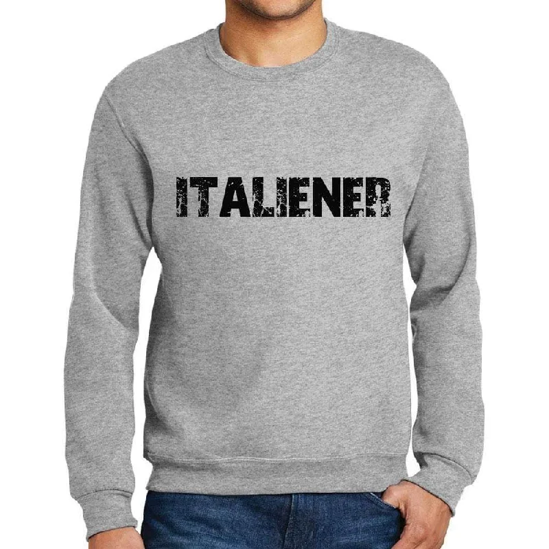Mega Discount Men's Printed Graphic Sweatshirt Popular Words ITALIENER Grey Marl