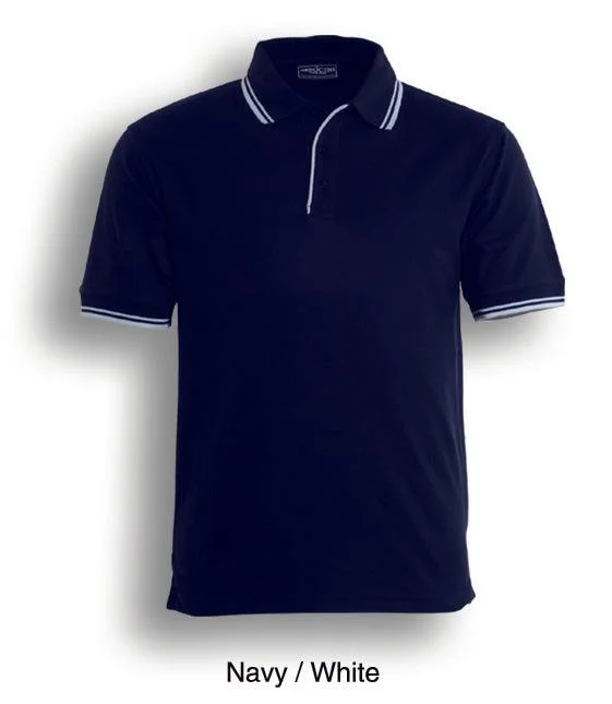 Warehouse Sale Mens Double Striped Polo - Navy/White