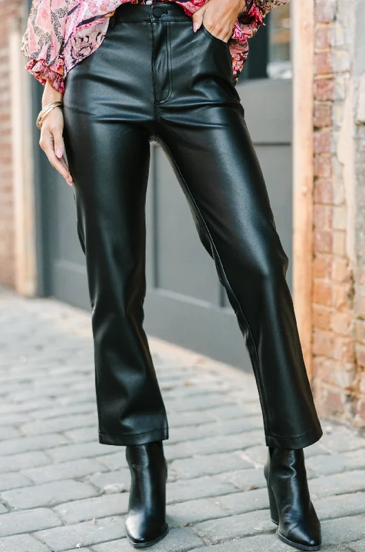 Closeout Deal Going Out Black Faux Leather Pants