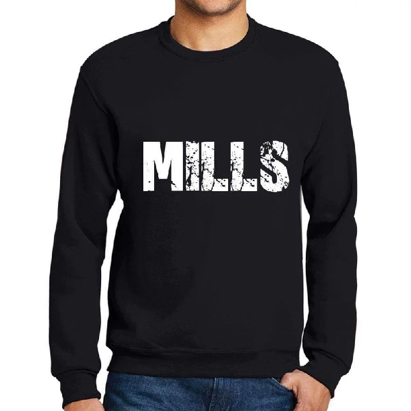 Now or Never Men's Printed Graphic Sweatshirt Popular Words MILLS Deep Black