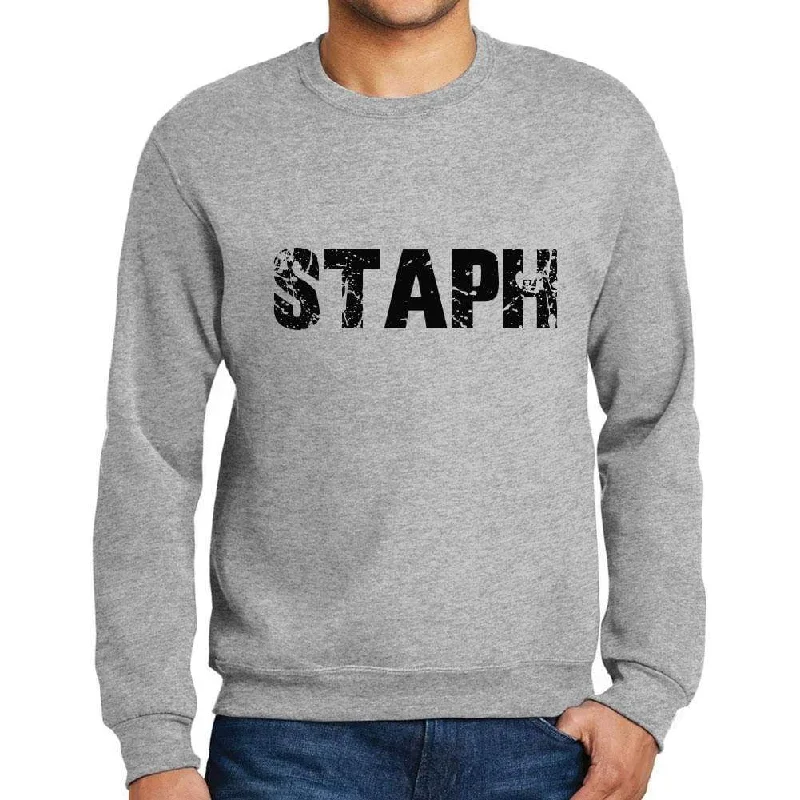 Final Clearance Men's Printed Graphic Sweatshirt Popular Words STAPH Grey Marl