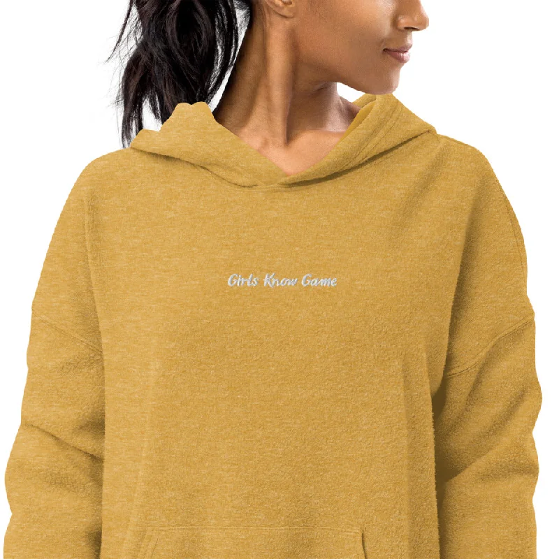 Markdowns Girls Got Game Embroidered Unisex Luxury Suede Fleece Hoodie