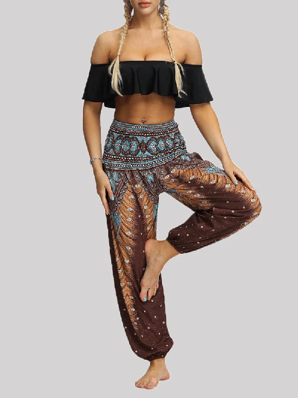 Make Your Weekend Count with Savings Women High Waist Vintage National Style Loose Yoga Harem Pants