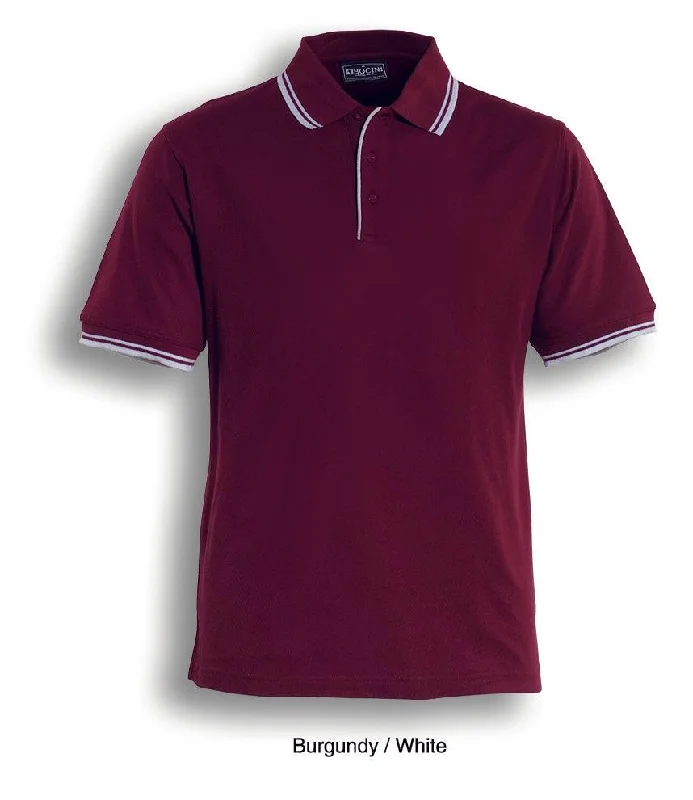 Price Blitz Mens Double Striped Polo - Burgundy/White
