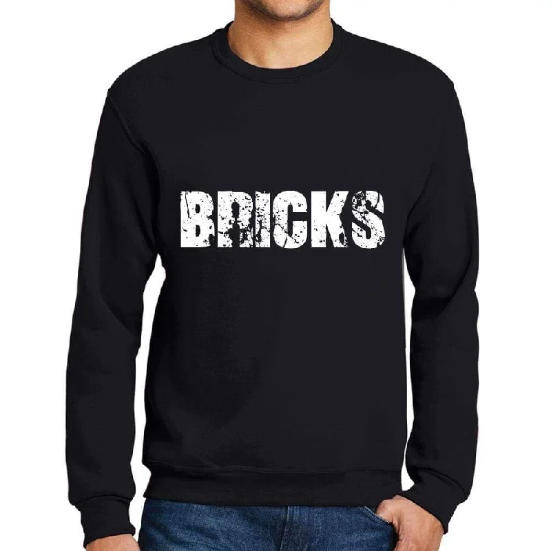 Today's Special Men's Printed Graphic Sweatshirt Popular Words BRICKS Deep Black