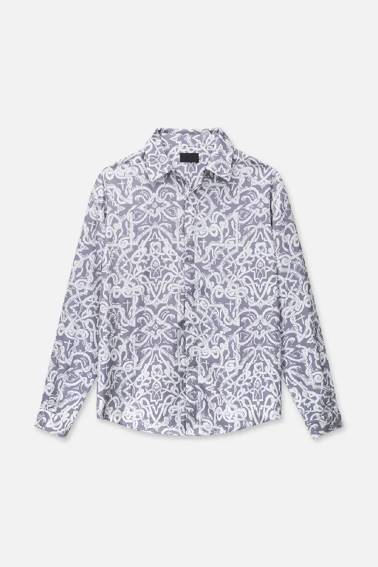 OMAR BUTTON UP SHIRT | GREY EXOTIC SNAKE