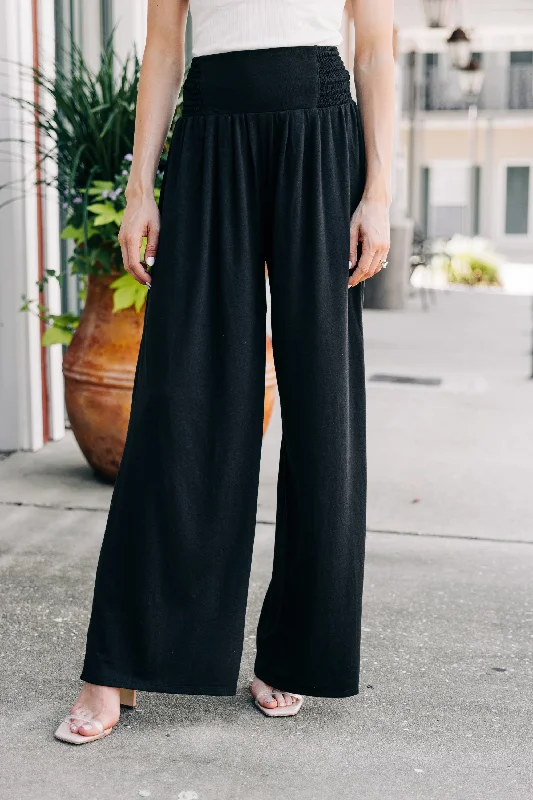 Super Discount Back To Fun Black Wide Leg Pants