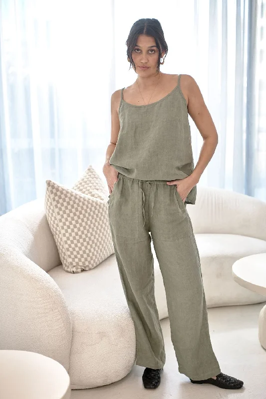 Weekend Offers That Thrill Fundamental Wide Leg Linen Pant - Pistachio