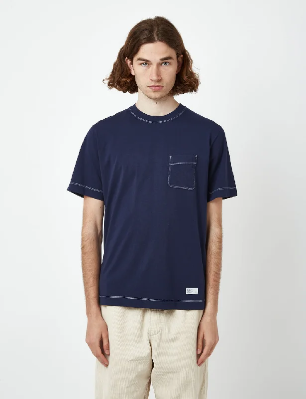 Weekend Deals That Sparkle Bhode Contrast Stitch Pocket T-Shirt (Organic) - Peacoat Blue