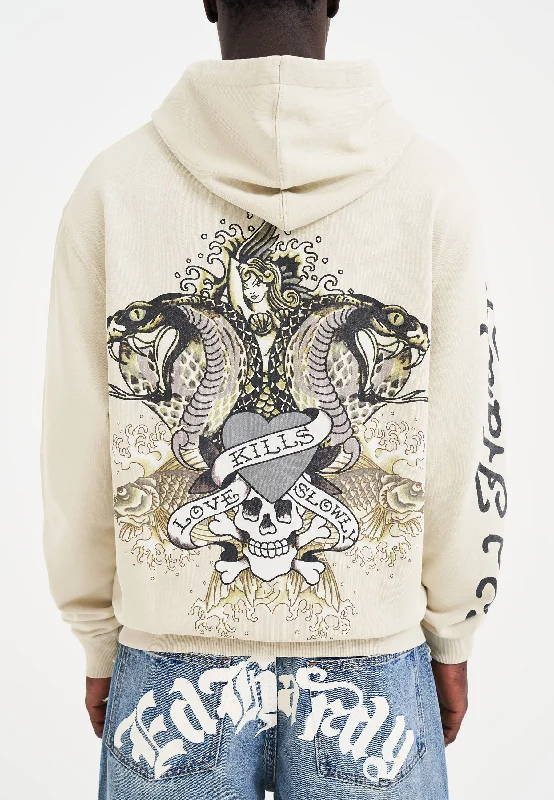 Weekend Bargains to Enjoy Mens Venom Kills Slowly Zip Thru Hoodie - Beige