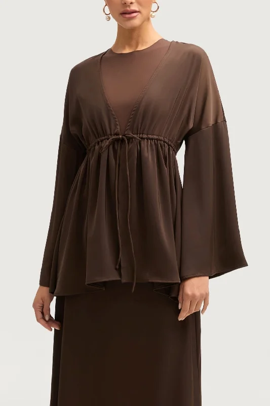 Crazy Deal Exclusive Preview Samia Satin Tie Front Top - Brown