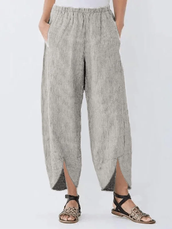 Weekend Savings Spectacular Corduroy Solid Color High Waist Casual Irregular Hem Pocket Pants