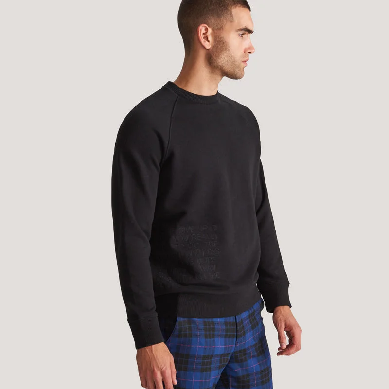 Deal Explosion RSV Organic Never Give Up Black Sweatshirt 610