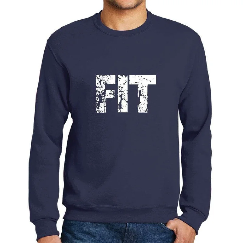New Arrival Men's Printed Graphic Sweatshirt Popular Words FIT French Navy